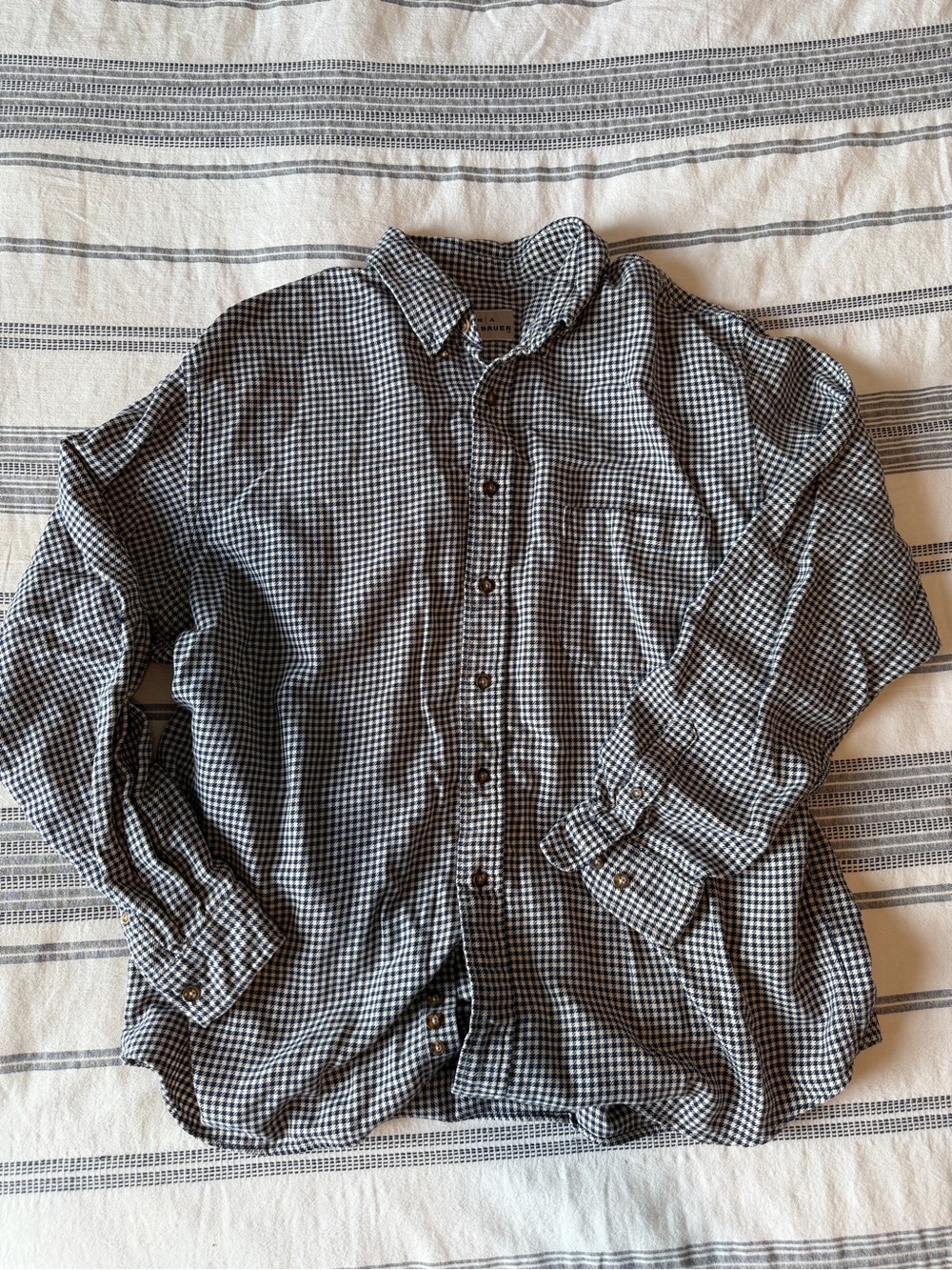 Eddie Bauer Black and White Gingham Button-Down Shirt
